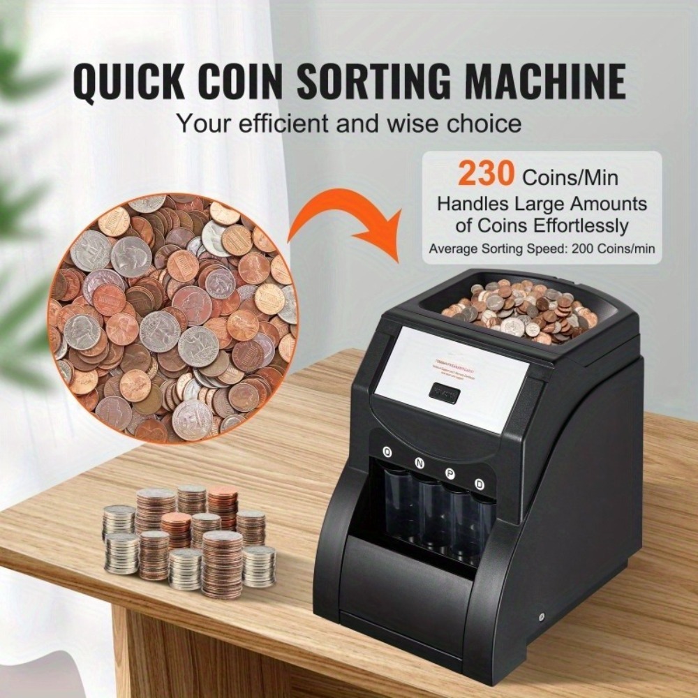 USD Coin Counter Sorter And Wrapper Machine Money Counter Organizer