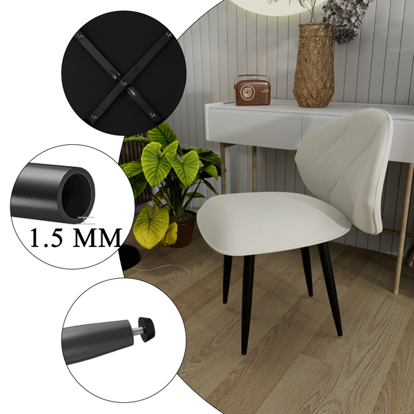 Gepolsterte Esszimmerstühle 4er Set, Moderne Stühle Esszimmer Bequeme Verbreiterte Rückenlehne Küchenstühle mit Metallfüßen-3