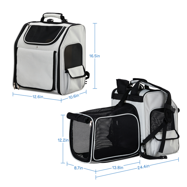 Pet Carrier Backpack, Expandable Cat Dog Carrier with Back Extension, Breathable Mesh Travel Backpack for Small Dogs Cats, Soft-Sided Pet Backpack Holds up to 26 lbs-12