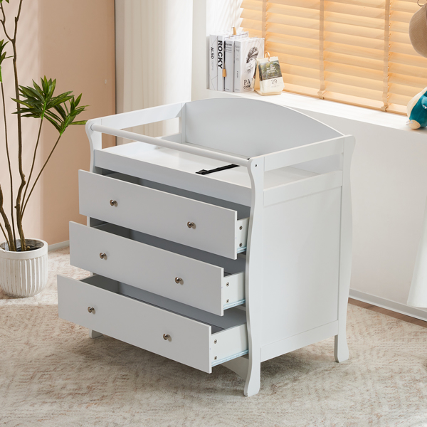 White 3-Tier Drawer Baby Cot with Safety Guard – 90.5x58x92cm | Wooden Baby Bed & Storage Combo-34