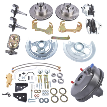  制动改装包 Front Disc Brake Conversion Kit 9\\" Booster Drilled Rotors for GM A F X DBK6472LX