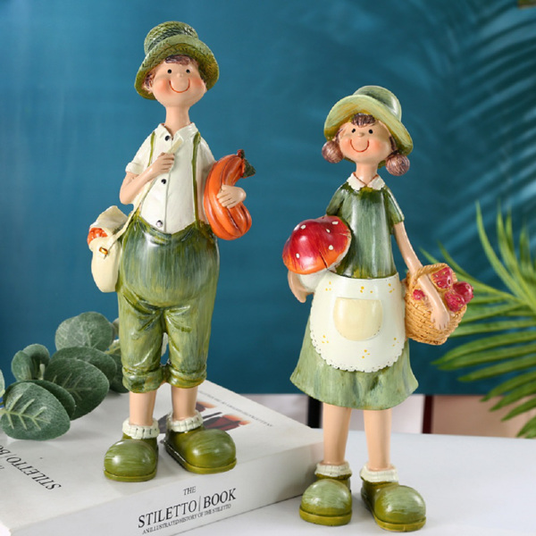 田园风卡通小孩工艺品摆件创意家居树脂摆件客厅玄关装饰品-4