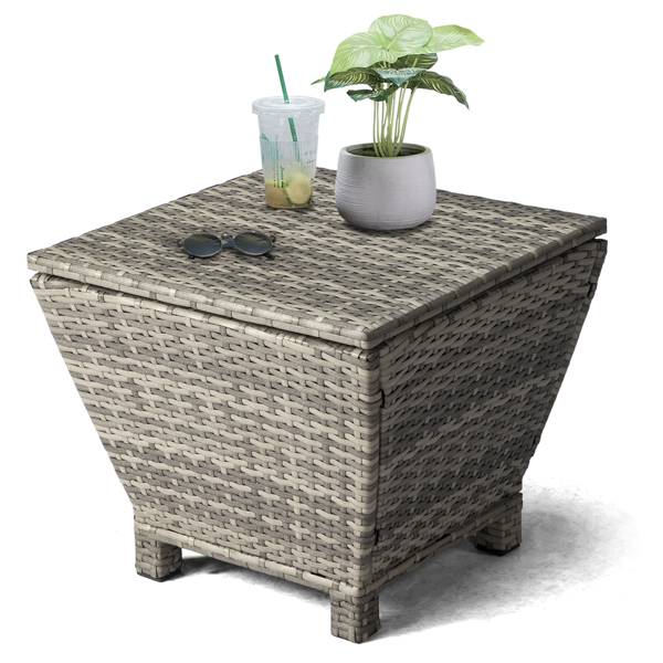 50*50*43cm 梯形 可翻盖 灰色渐变藤条 编藤边桌-10