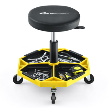 黄色重型可调高度滚石车，带有工具盘存储，容量330 lbs   （amazon shipping-发货，WALMART禁止销售）周末不发货