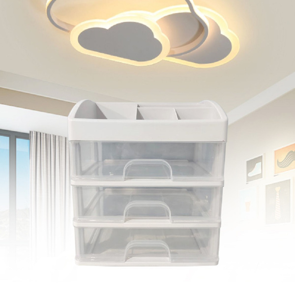 Makeup Organizer with 3 Drawers, Cosmetic Display Cases, Makeup Storage Box (3 Drawers) (white)-5