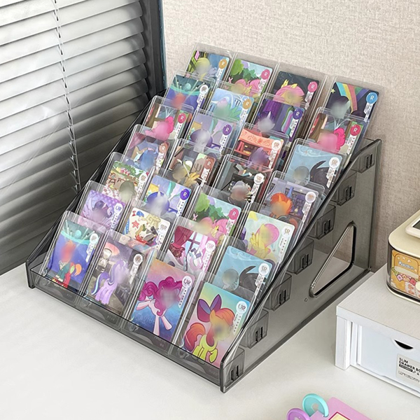 亚克力卡牌拆卡收纳架多层卡位架(Layers:7 layers, 型号:灰色7层）-4