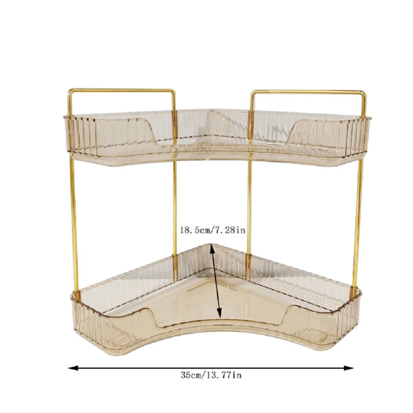Make up Organizer, Kosmetik Organizer, Beauty Organizer, Hautpflege Organizer für Bad Schminktisch (2 Schichten, Bernstein)-5