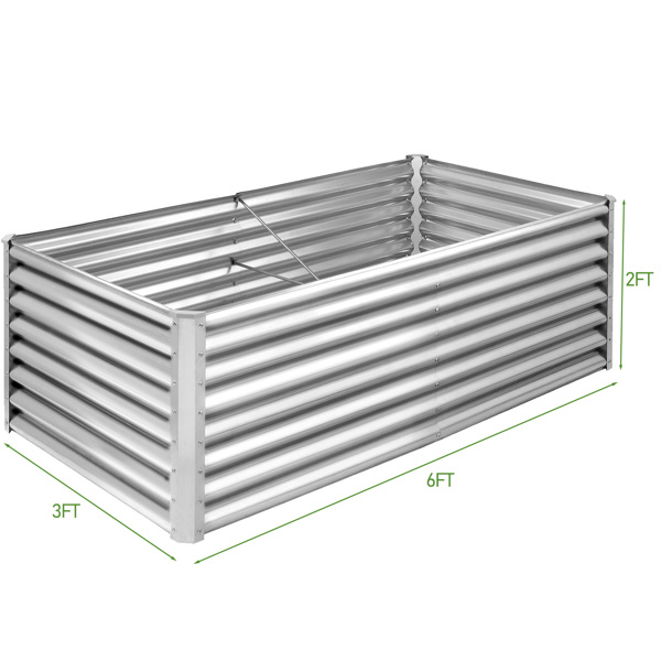 1PC 6*3*2FT 拼接式方形镀锌板 银色 铁种植-2