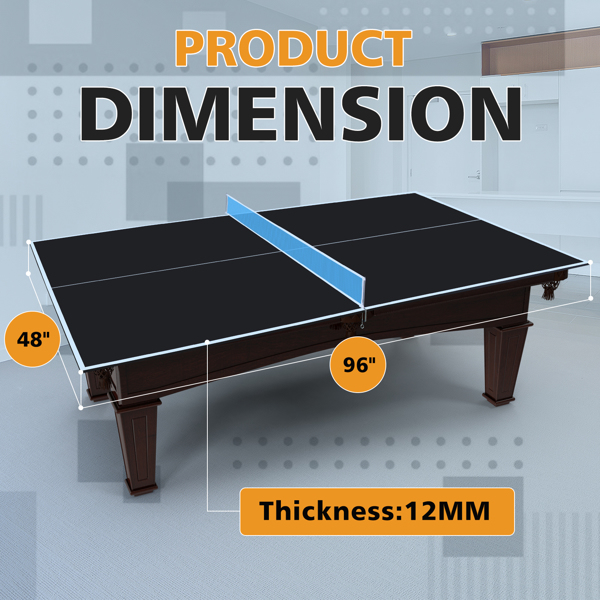 8ft Black Mid-Size Ping Pong Conversion Top Foldable & Portable Table Tennis Table Top for Indoor Games-11
