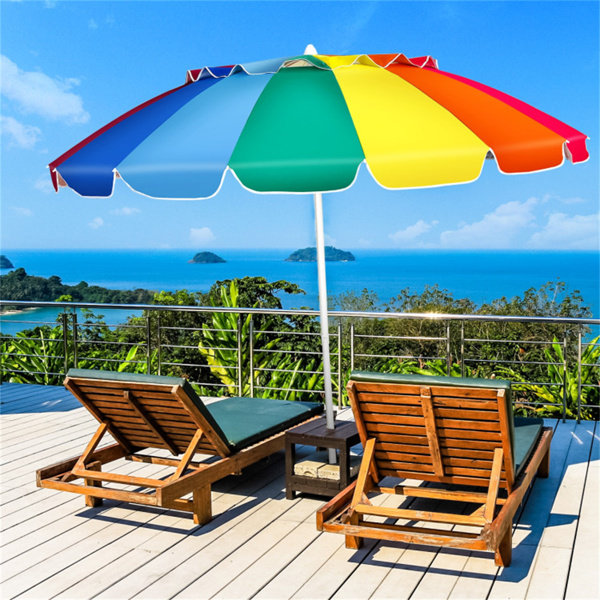   8 Ft Beach Umbrella With UV Protection – 16-Ribbed Windproof Frame-10