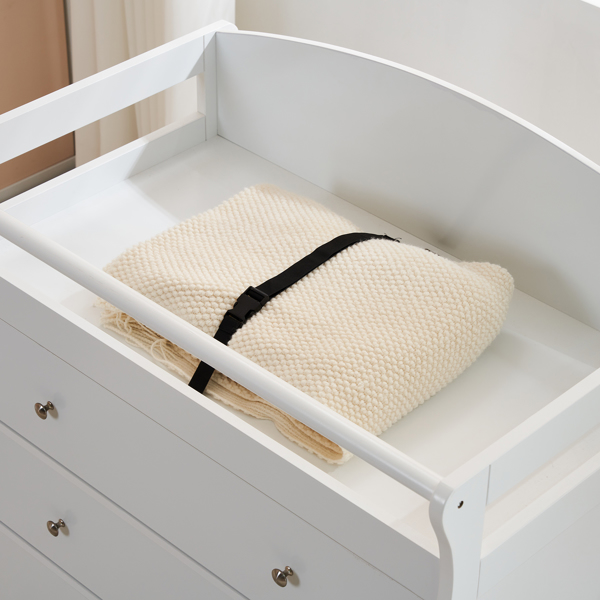 White 3-Tier Drawer Baby Cot with Safety Guard – 90.5x58x92cm | Wooden Baby Bed & Storage Combo-16