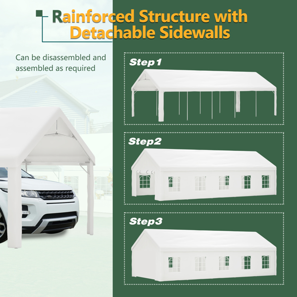 16x32 FT Party Tent with 3 Storage Bags & Removable Sidewalls, Outdoor Canopy Gazebo for Carport Camping Garden Wedding BBQ Commercial-3