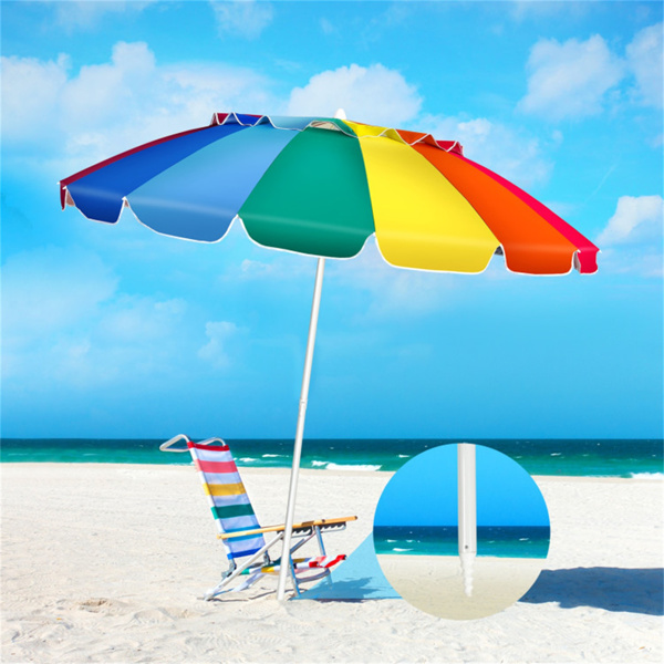   8 Ft Beach Umbrella With UV Protection – 16-Ribbed Windproof Frame-2