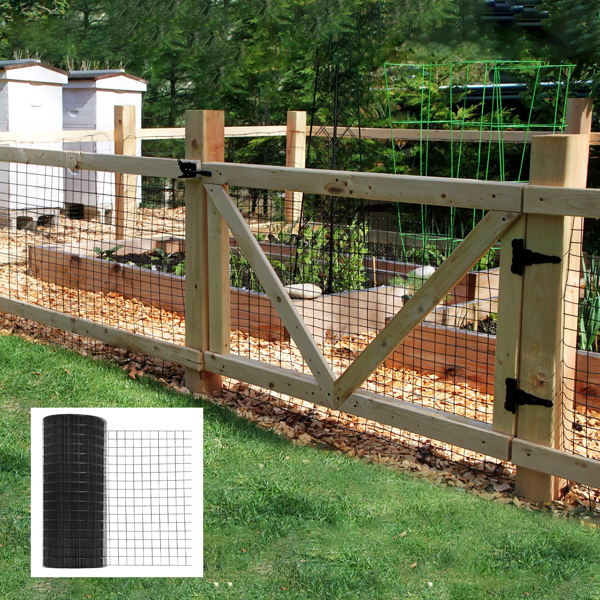 60inch x 50ft Black Vinyl Coated Hardware Cloth 2" X 4" 16Ga Welded Wire Mesh fence, PVC Coated Welded Chicken Wire Fencing, Metal Garden Plant Fencing, for Chicken Coop and Home Improvement -6