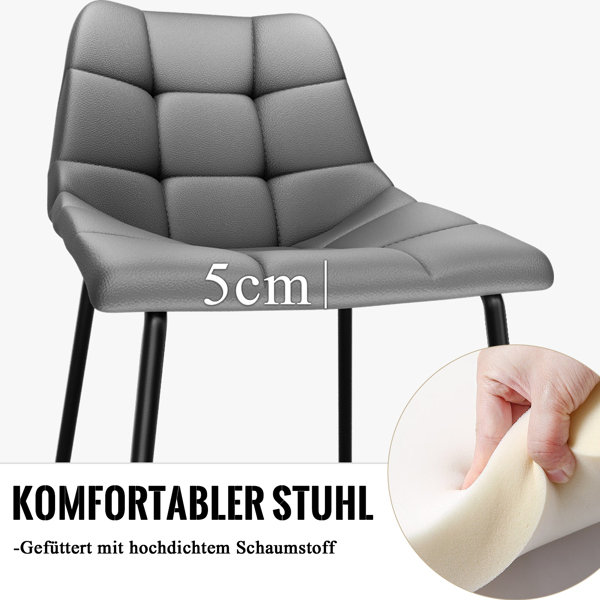 Esszimmerstühle 8er Set, Stühle Esszimmer Kunstleder mit Hoher Rückenlehne, Küchenstühle Modern mit Metallfüßen, Gepolsterter Esstisch Stühle Geeignet für Wohnzimmer Küche-3