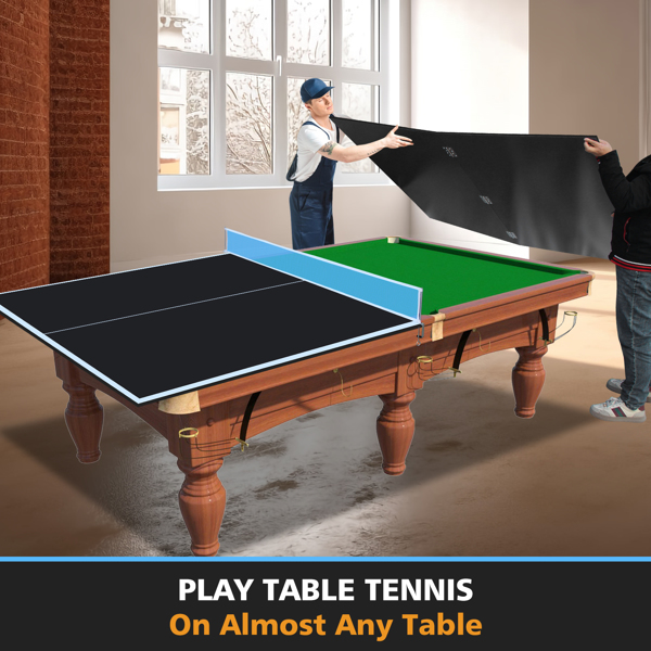 8ft Black Mid-Size Ping Pong Conversion Top Foldable & Portable Table Tennis Table Top for Indoor Games-9