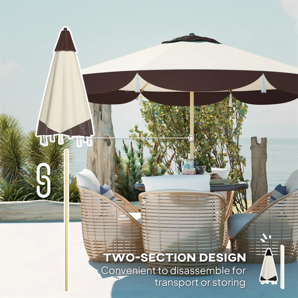 8.7 FT Elegance Patio Umbrella, UPF 50+ Outdoor Market Umbrella with 8 Ribs, Beige -7