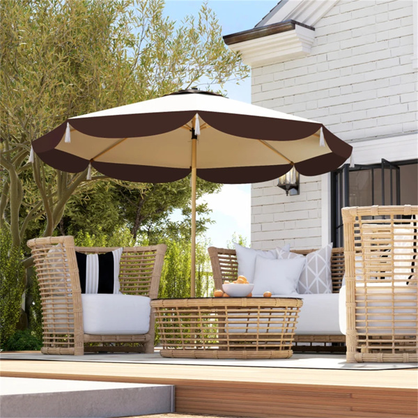 8.7 FT Elegance Patio Umbrella, UPF 50+ Outdoor Market Umbrella with 8 Ribs, Beige -8