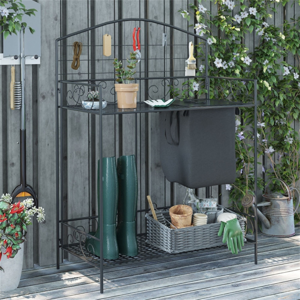  Garden Work Bench、Open Shelf Storage-1