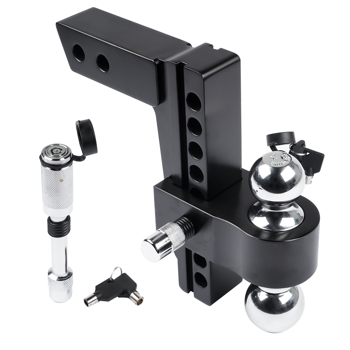 拖车挂接装置 Adjustable Aluminum Trailer Hitch Fits 2-inch Receiver Solid Tube Hitch 12500LBS 8 Inch Drop/Rise