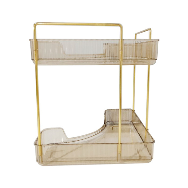 Make up Organizer, Kosmetik Organizer, Beauty Organizer, Hautpflege Organizer für Bad Schminktisch (2 Schichten, Bernstein)-3