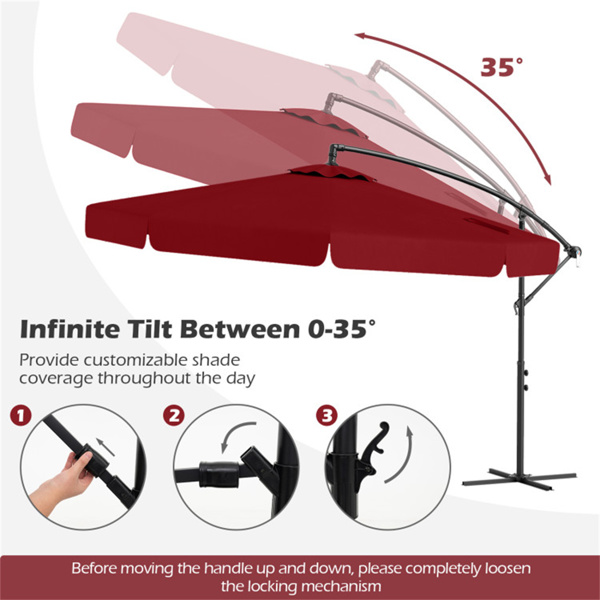 10 Feet Patio Cantilever Umbrella - Wine-3