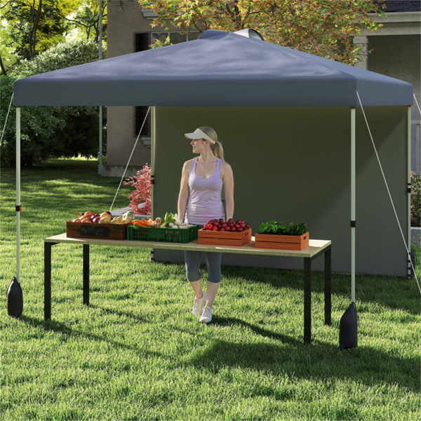 10 X 10 FT Gray Pop up Tent with Wheeled Bag and  1 Sidewall -9
