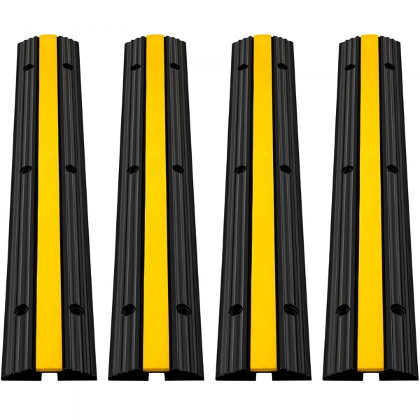 4包1通道橡胶电缆保护器坡道重型22046Lbs负载能力电缆电线绳盖坡道减速带车道软管电缆坡道保护盖（周末不发货，禁售亚马逊）-1