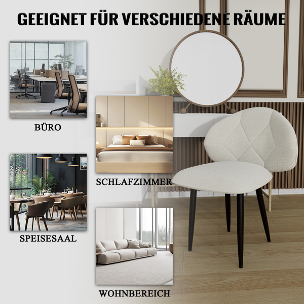 Gepolsterte Esszimmerstühle 4er Set, Moderne Stühle Esszimmer Bequeme Verbreiterte Rückenlehne Küchenstühle mit Metallfüßen-5