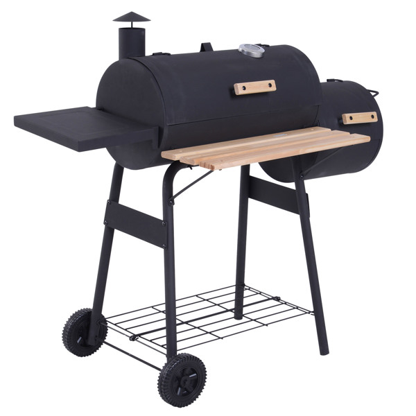  48" Steel Portable Backyard Charcoal BBQ Grill and Offset Smoker Combo with Wheels -1