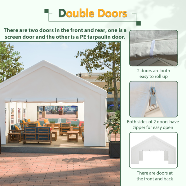 16x32 FT Party Tent with 3 Storage Bags & Removable Sidewalls, Outdoor Canopy Gazebo for Carport Camping Garden Wedding BBQ Commercial-11
