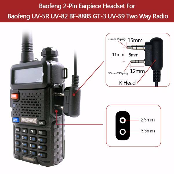 BAOFENG Two Way Radio Adjustable Earpiece, Ham Radio Comfortable K Port Headset | Walkie Talkie Convenience Durability Headphone Wireless Intercom Electronic Gadgets Audio Product-2