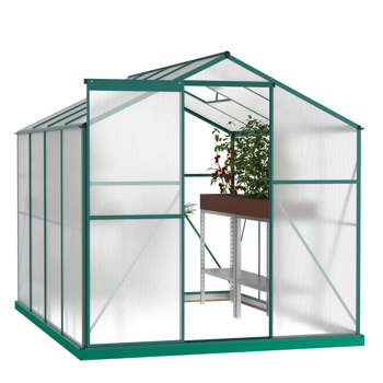 聚碳酸酯温室，6\\'x 8\\' 重型步入式植物花园温室，适用于后院/户外