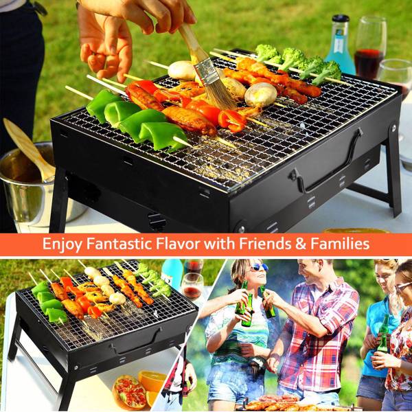 便携式 BBQ 烧烤架 可折叠炭烤架 露营 花园 户外 旅行-3
