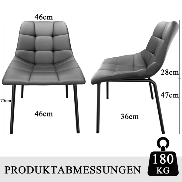 Esszimmerstühle 4er Set, Stühle Esszimmer Kunstleder mit Hoher Rückenlehne, Küchenstühle Modern mit Metallfüßen, Gepolsterter Esstisch Stühle Geeignet für Wohnzimmer Küche-2
