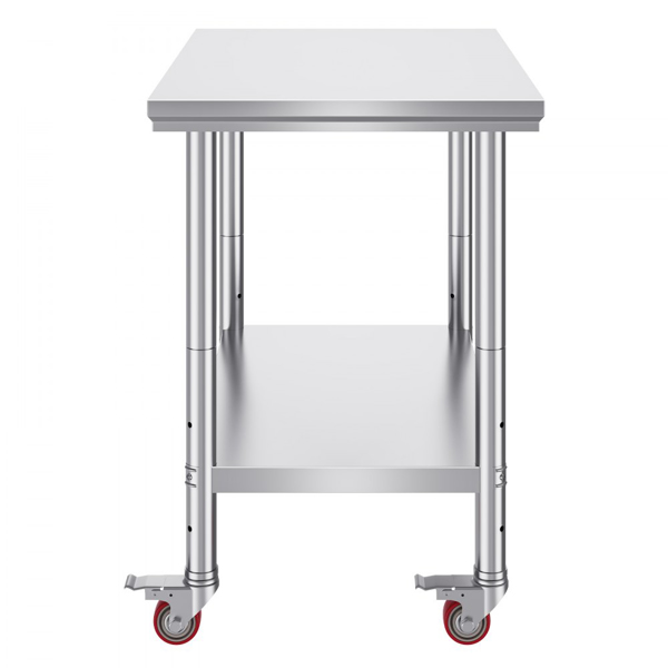 36x24 Inch Stainless Steel Work Table with 4 Wheels: Heavy-Duty Mobile Commercial Food Prep Worktable for Kitchen & Restaurant-11