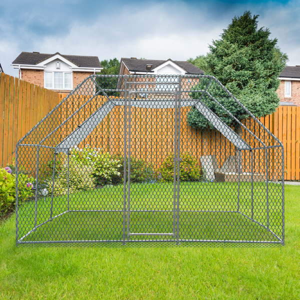 20 x 10 ft Large Metal Chicken Coop, Walk-in Poultry Cage Chicken Hen Run House with Waterproof Cover, Rabbits Cats Dogs Farm Pen for Outdoor Backyard Farm Garden-11