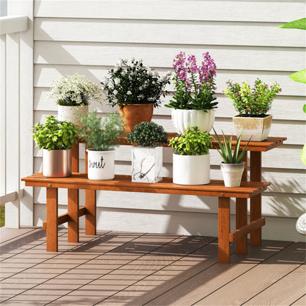 双层木本植物架、阶梯式花盆架  （amazon shipping-发货，WALMART 禁止销售）-8
