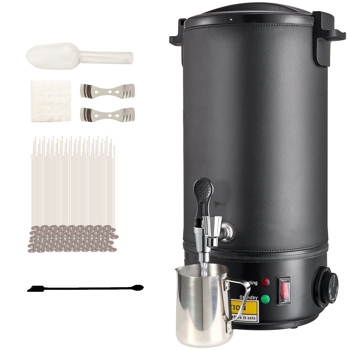 10L工业级电熔蜡器，适用于蜡烛制作，具有9层温度控制、精密浇注口和不粘涂层，是散装蜡烛、奶油生产和家庭DIY的理想选择（周末不发货，禁售亚马逊）