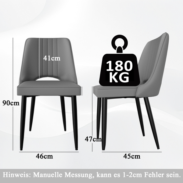 Esszimmerstühle 4er Set, Stühle Esszimmer Kunstleder mit Hoher Rückenlehne, Küchenstühle Modern mit Metallfüßen, Gepolsterter Esstisch Stühle Geeignet für Wohnzimmer Küche-2