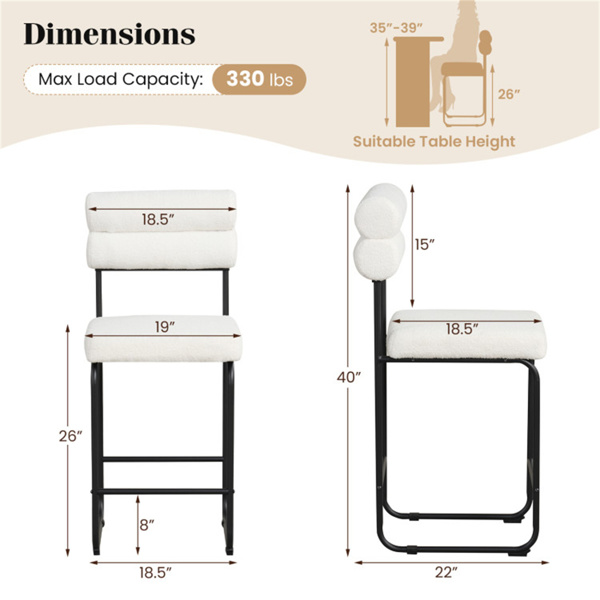 2个柜台高酒吧凳26''柜台凳-白色  （amazon shipping-发货，WALMART禁止销售）-3