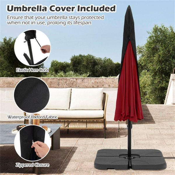 10 Feet Patio Cantilever Umbrella - Wine-9