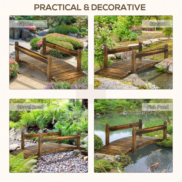  Wooden Garden Bridge Arc Footbridge ( Amazon Shipping)（Prohibited by WalMart）-4