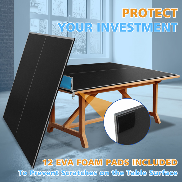 8ft Black Mid-Size Ping Pong Conversion Top Foldable & Portable Table Tennis Table Top for Indoor Games-3