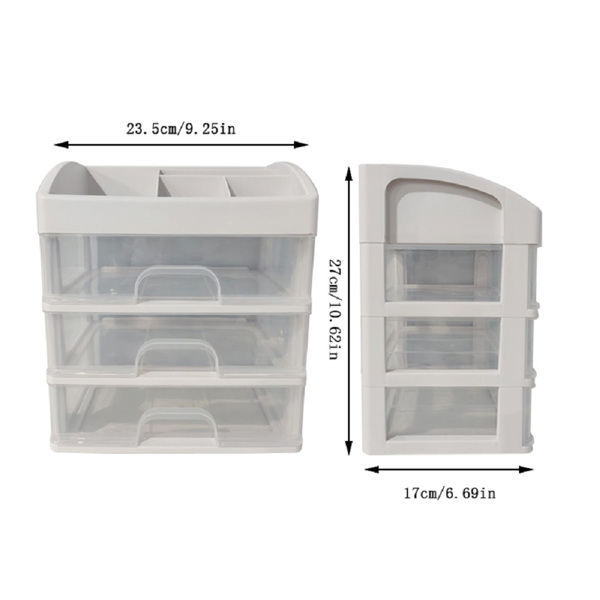 Makeup Organizer with 3 Drawers, Cosmetic Display Cases, Makeup Storage Box (3 Drawers) (white)-3
