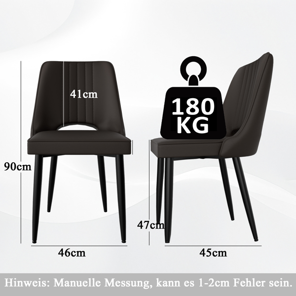Esszimmerstühle 8er Set, Stühle Esszimmer Kunstleder mit Hoher Rückenlehne, Küchenstühle Modern mit Metallfüßen, Gepolsterter Esstisch Stühle Geeignet für Wohnzimmer Küche-2