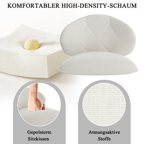 Gepolsterte Esszimmerstühle 2er Set, Moderne Stühle Esszimmer Bequeme Verbreiterte Rückenlehne Küchenstühle mit Metallfüßen-4