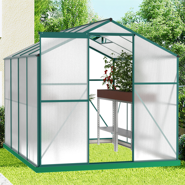 聚碳酸酯温室，6'x 8' 重型步入式植物花园温室，适用于后院/户外-6