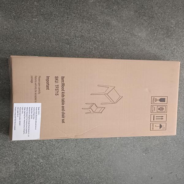 儿童桌套装（带一把椅子），木制儿童学习桌，2-8 岁儿童家具，白色+自然色-2