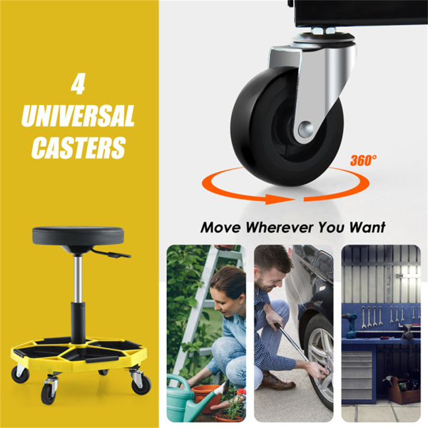 黄色重型可调高度滚石车，带有工具盘存储，容量330 lbs   （amazon shipping-发货，WALMART禁止销售）周末不发货-8